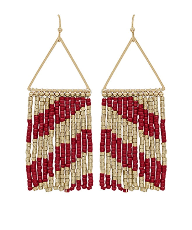 Seed Bead Tassel Earrings