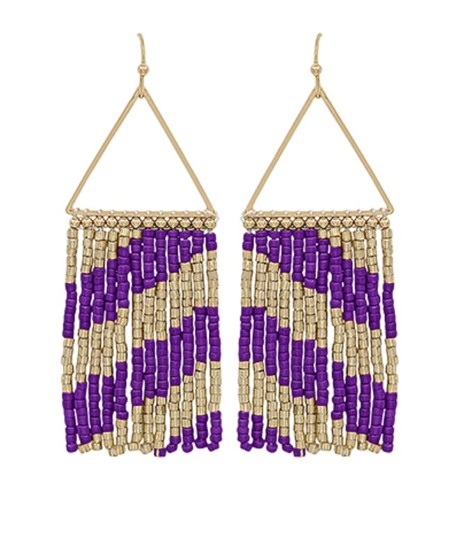 Seed Bead Tassel Earrings