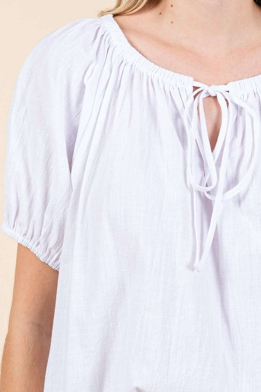 Two-way Short Sleeve Crop Blouse