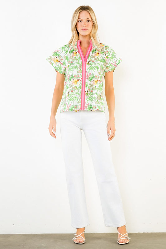 THML Vacation Scene Print Top