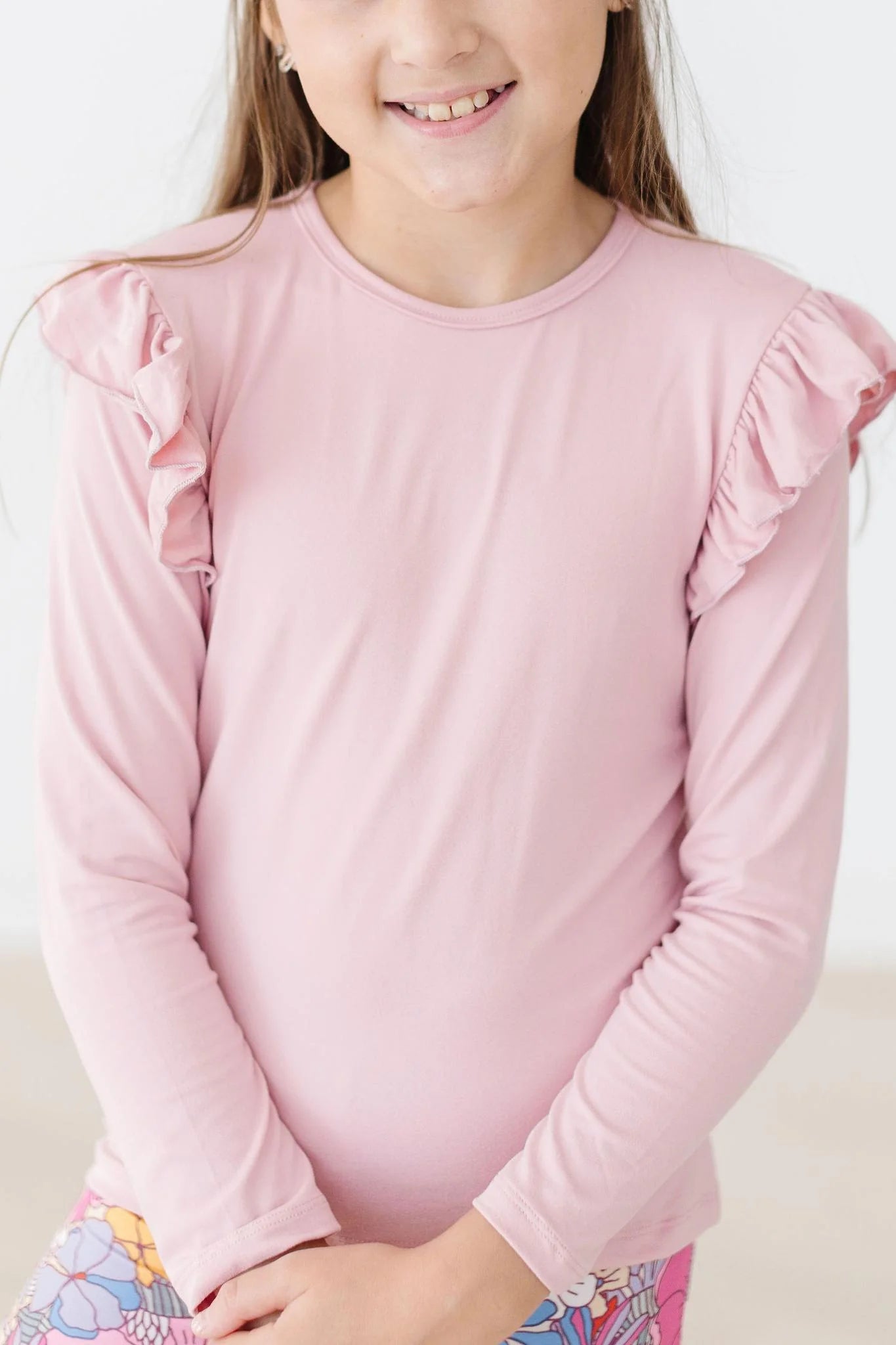 Girls Vintage Pink Ruffle Tee