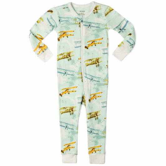 Vintage Planes Organic Cotton Zipper Pajama