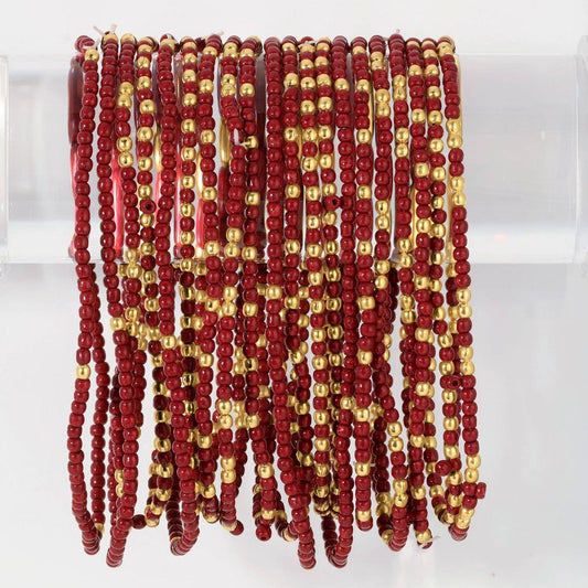 Game Day Beaded Stretch Bracelets Garnet