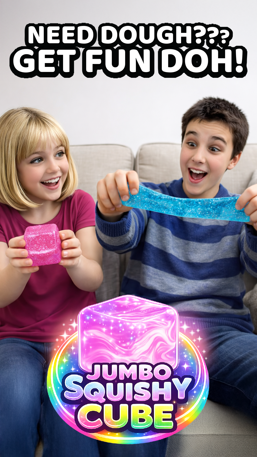 2" Glitter Squishy Cube