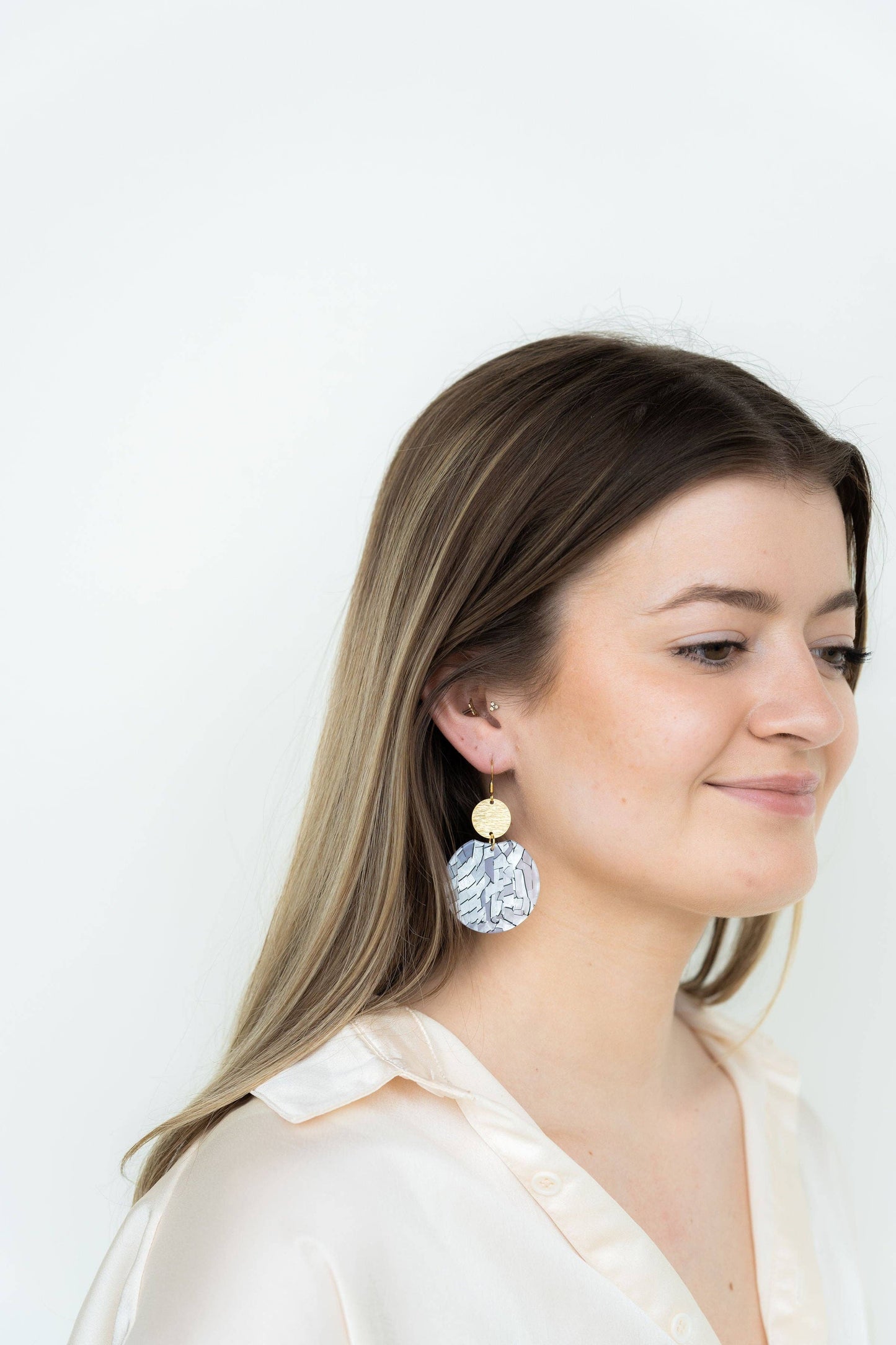 Spiffy & Splendid - Zoey Earrings - Pearl Black Stripe // Jewelry