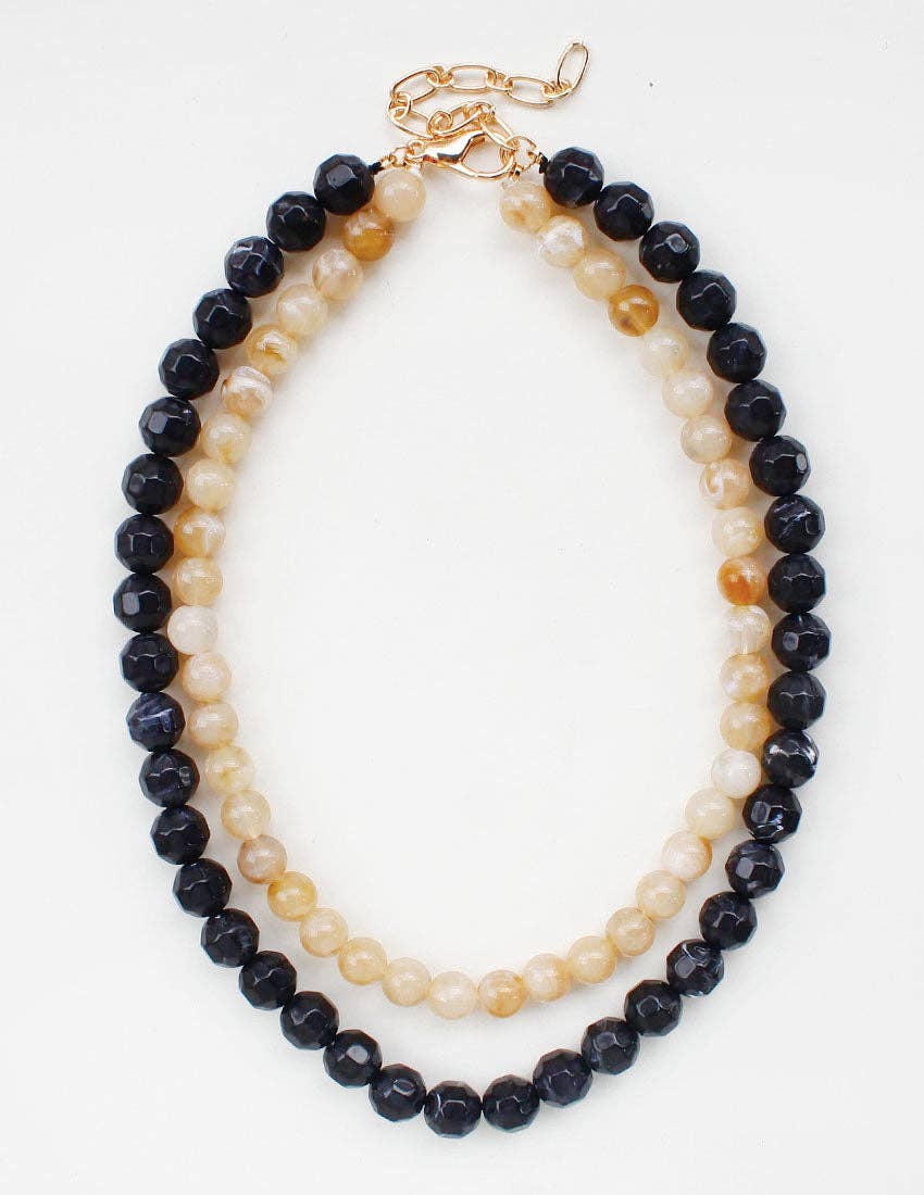 Black & Cream Natural Stone Necklace