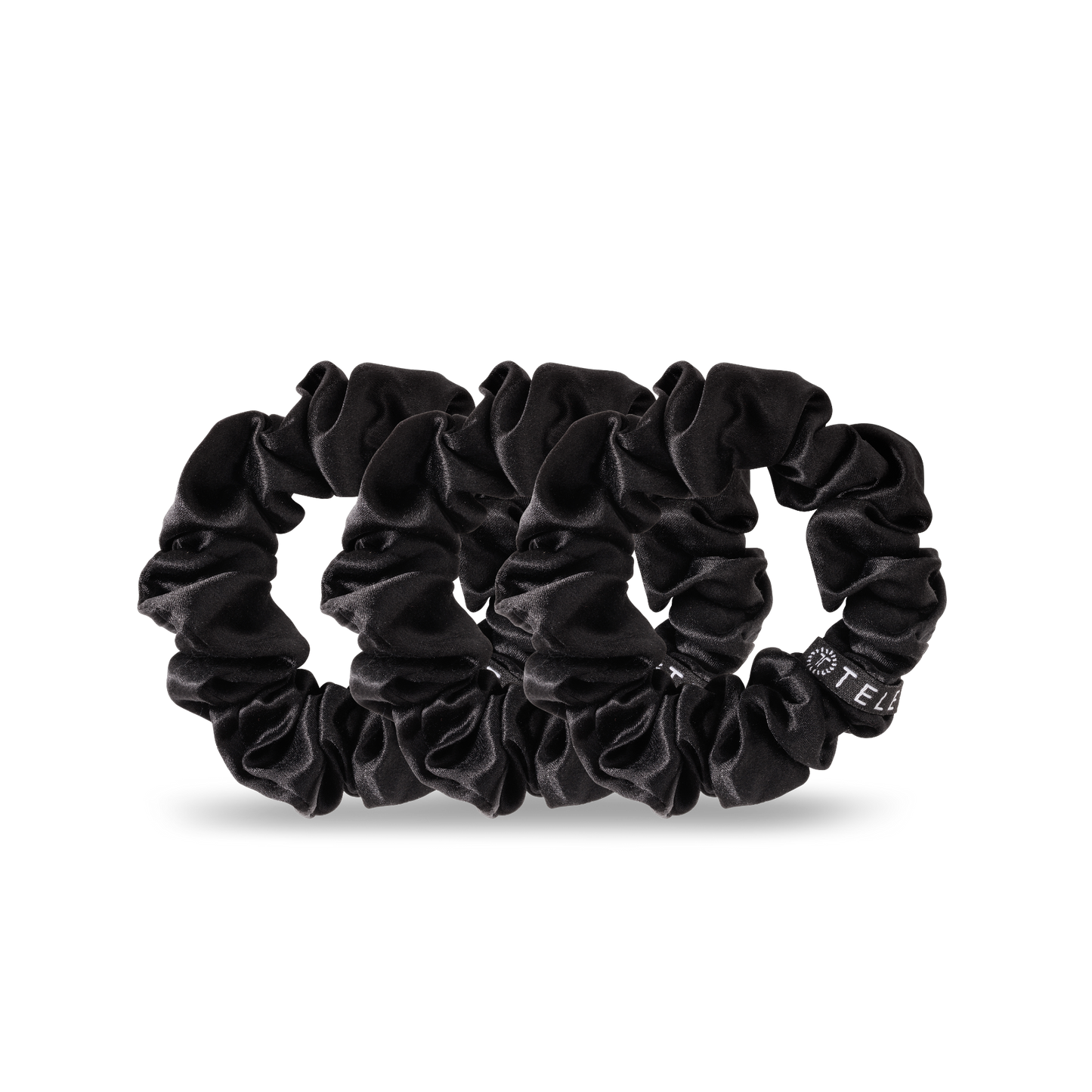 TELETIES - Silk Hair Scrunchie | Small | Jet Black