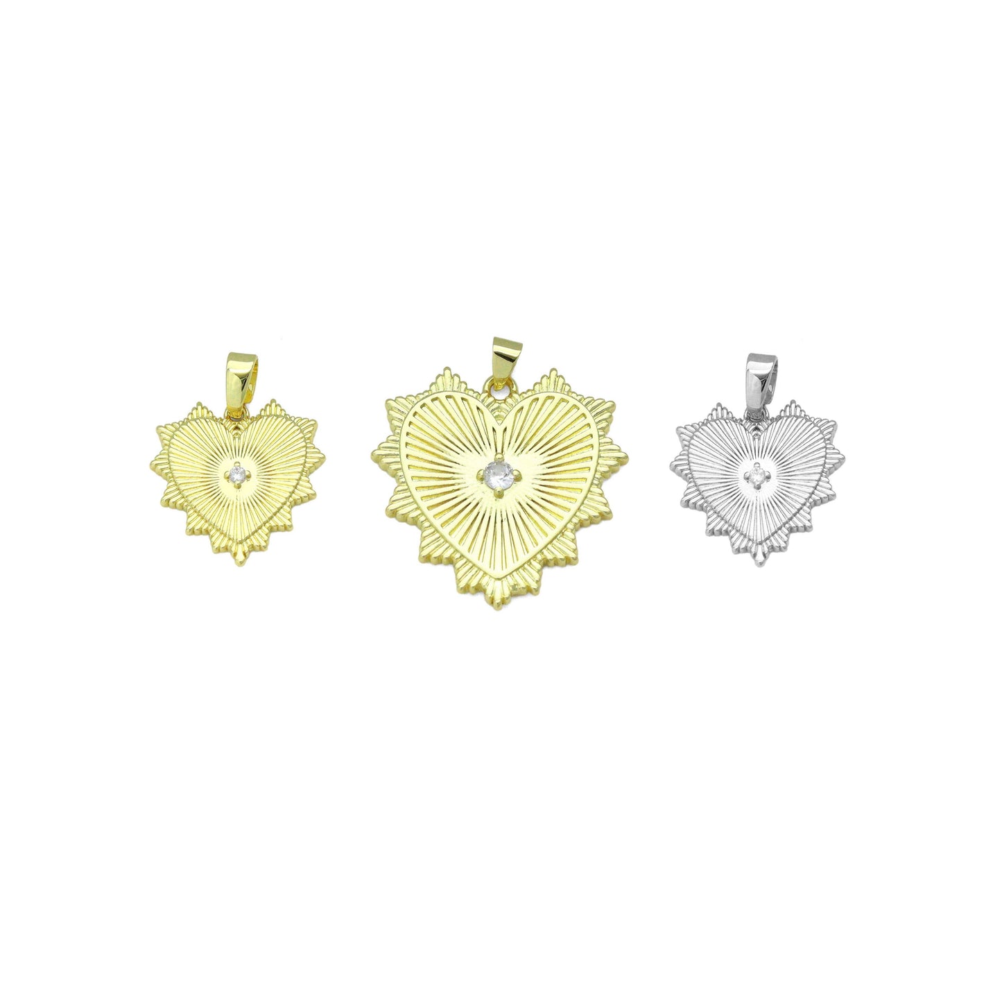Diamond CZ Spike Heart Charm