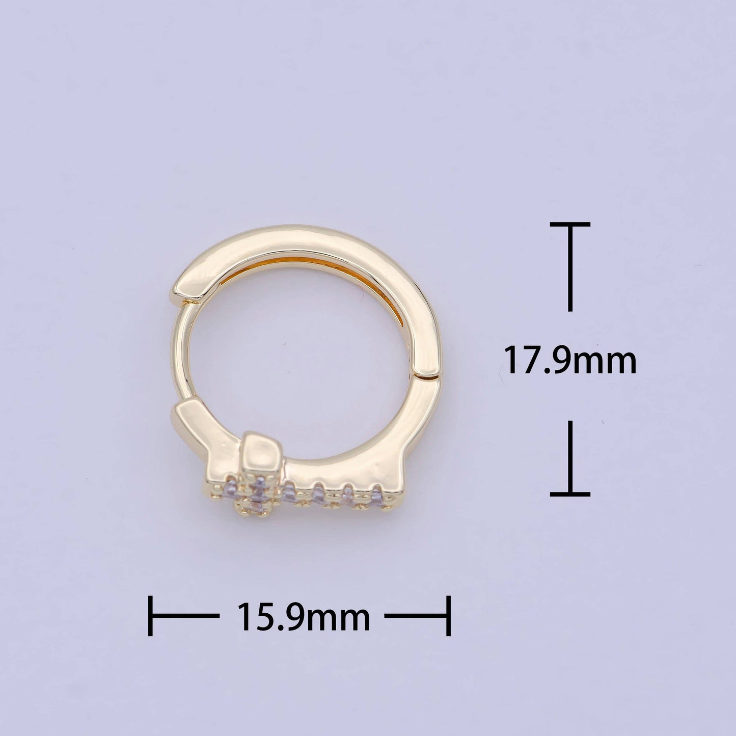 14K Gold Cross Hoop Huggie