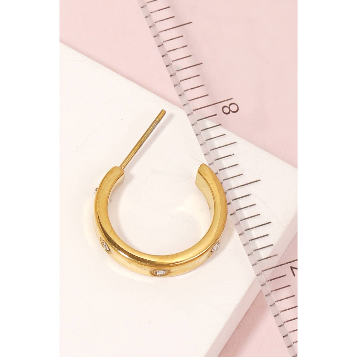 Mini Rhinestone Studded Hoop Earrings