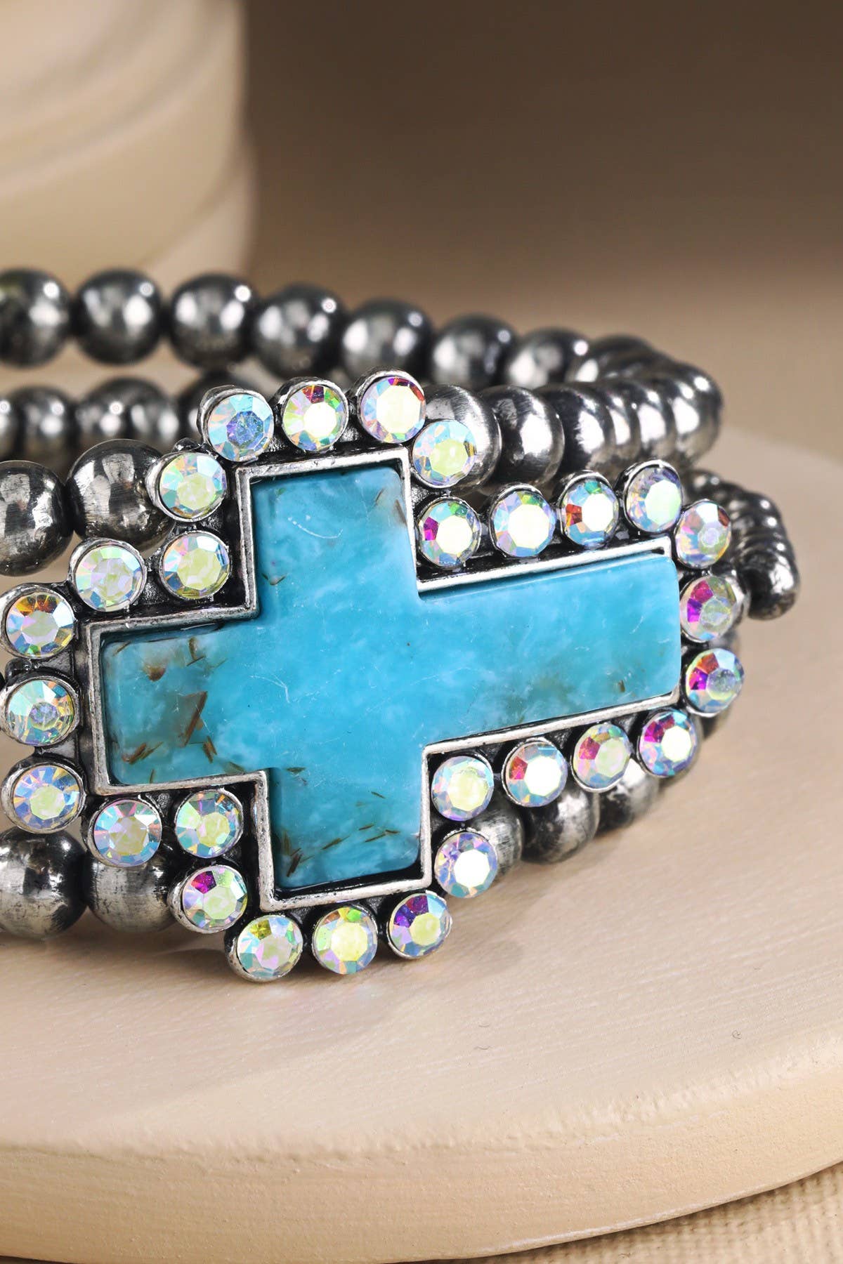 Western Hand Stone Cross Bracelet