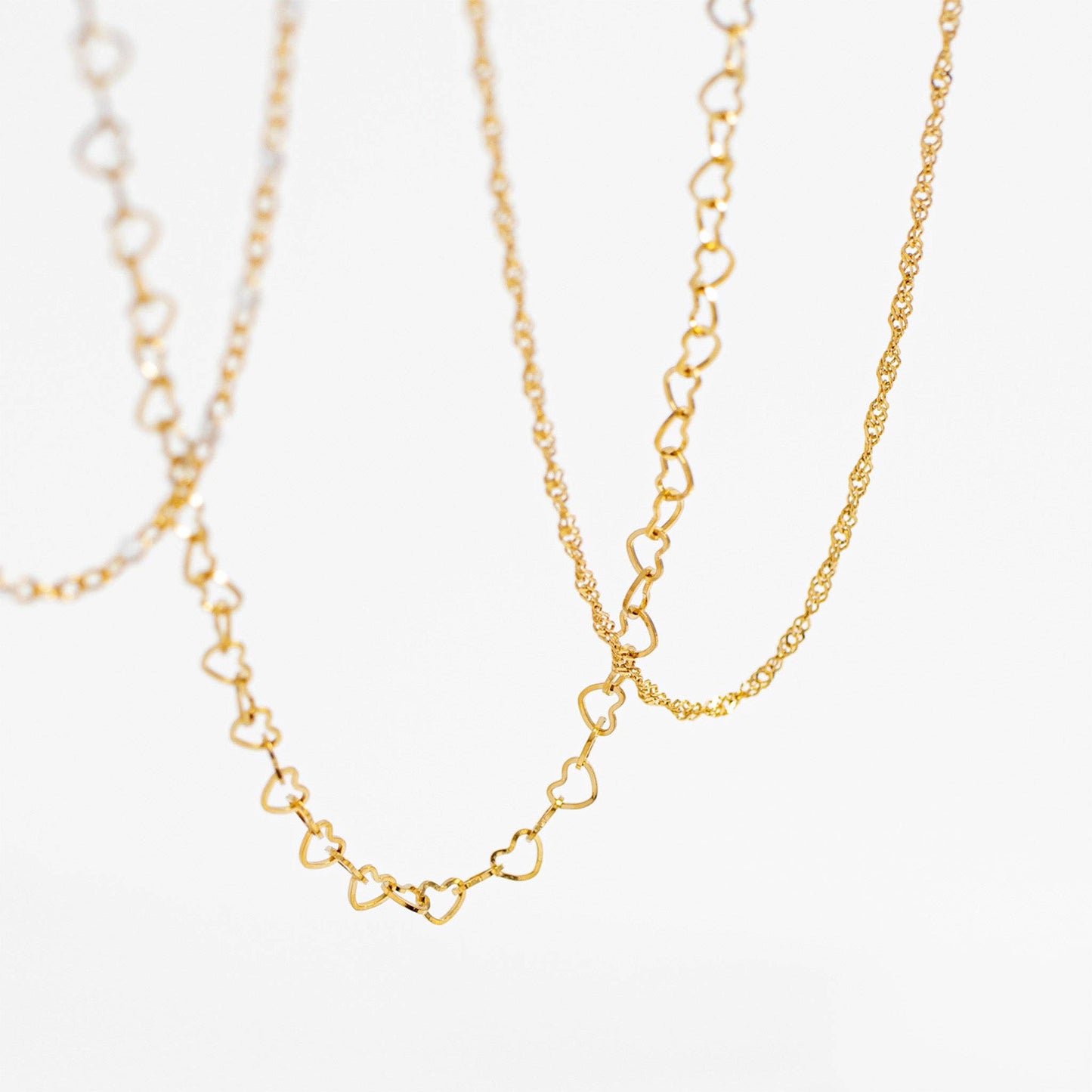 18K Gold Dipped Linked Heart Chain Necklace