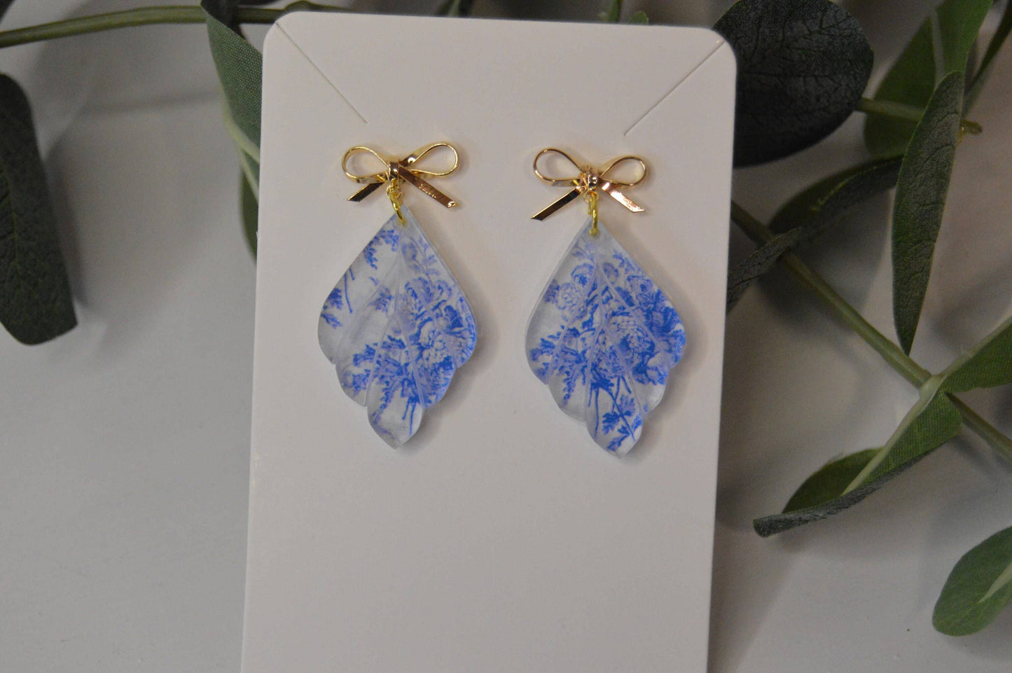 Blue Chinoiserie Drop Earrings