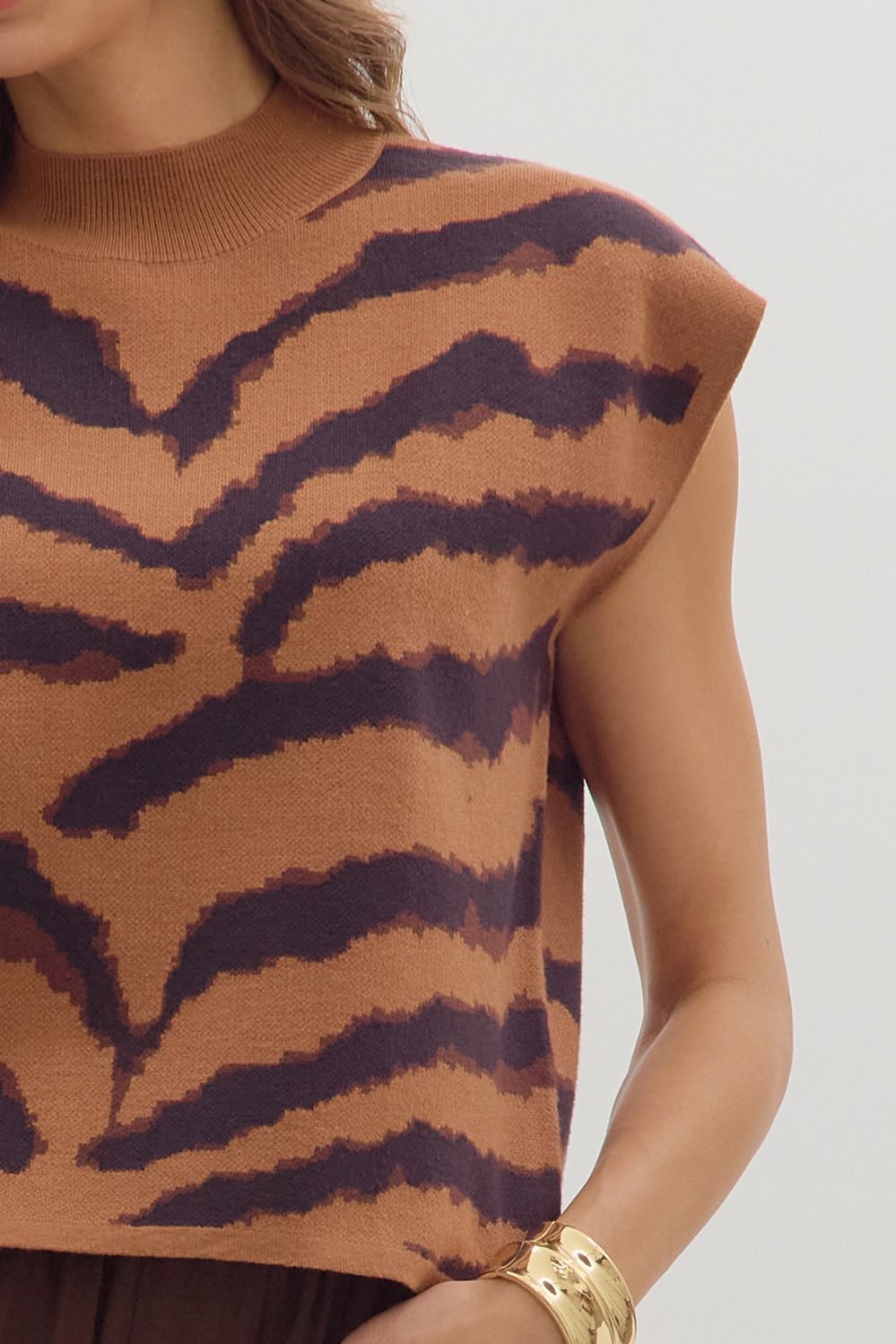 Animal Mock neck Sweater Top