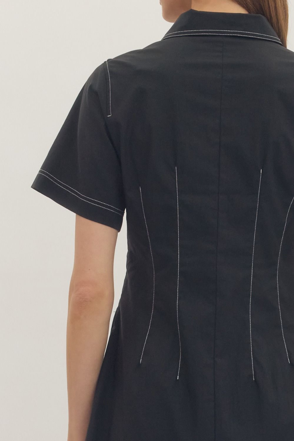 Contrast Stitch Detail Mini Dress