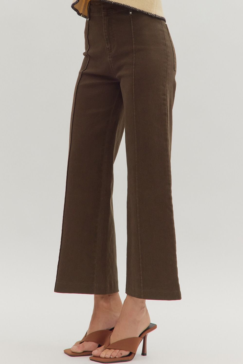 Pintucked Wide Leg Denim