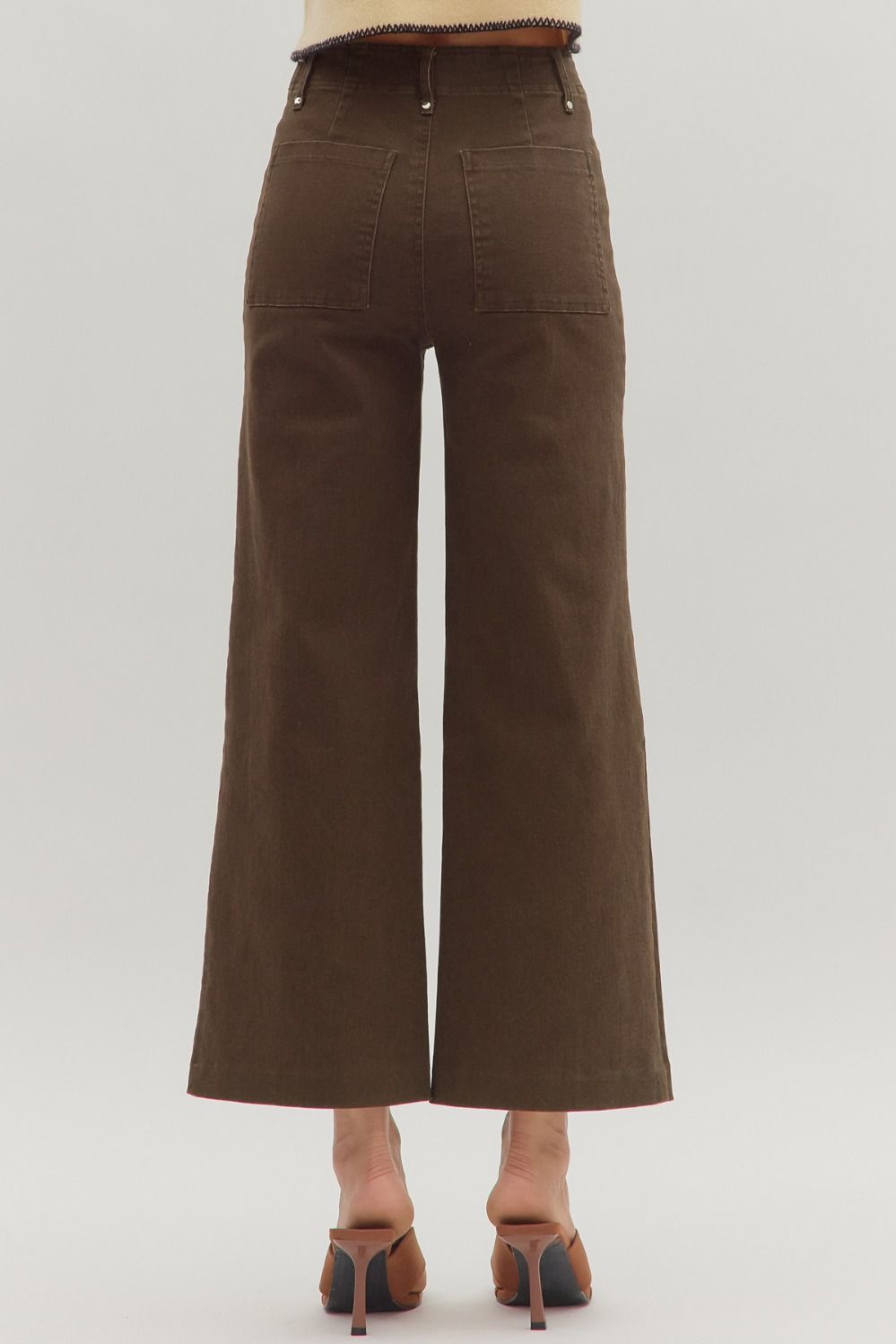 Pintucked Wide Leg Denim