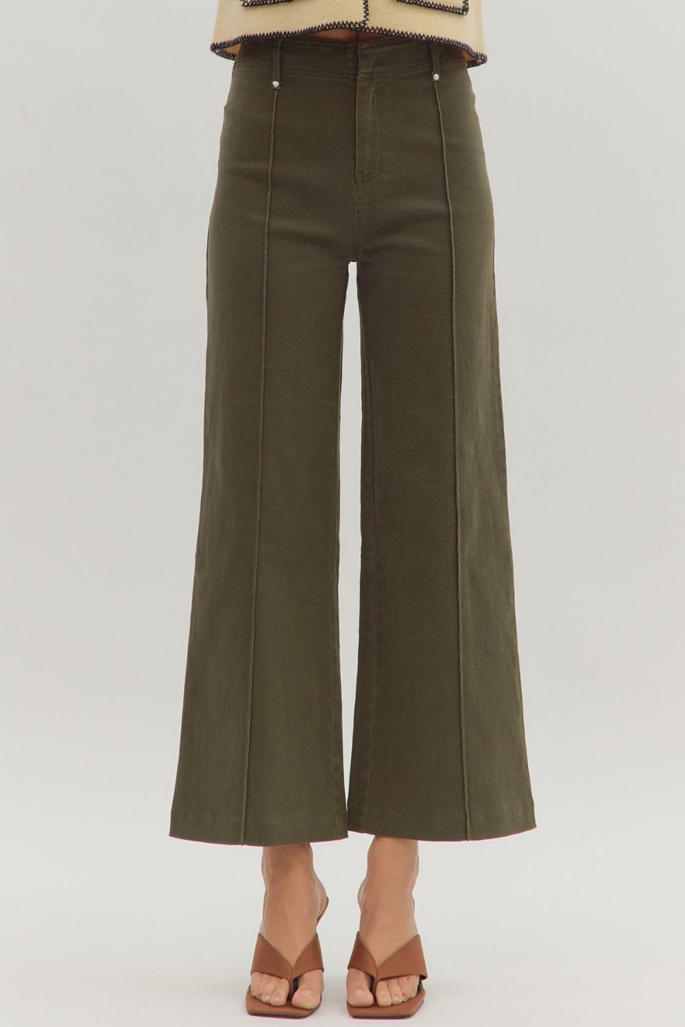 Pintucked Wide Leg Denim