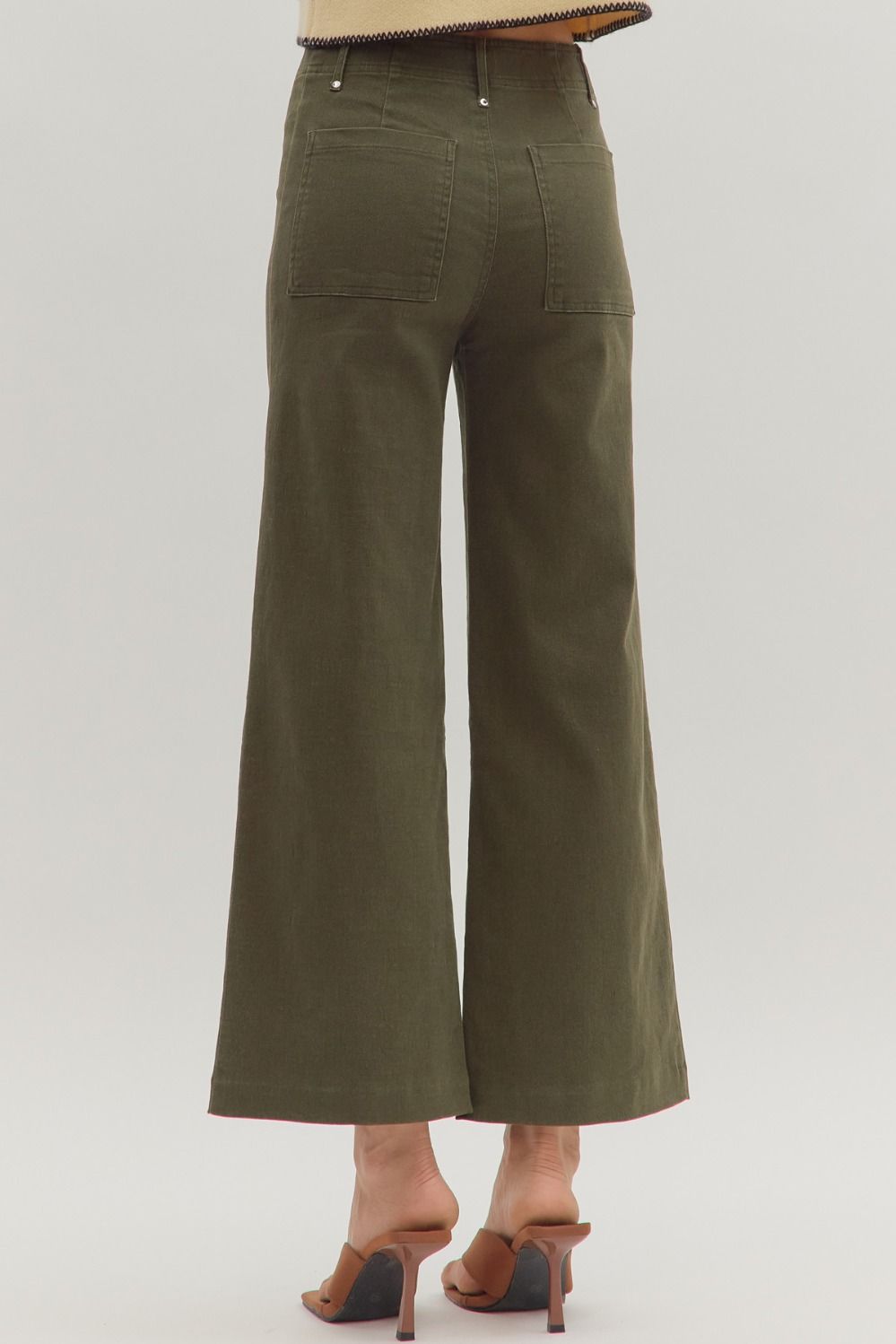 Pintucked Wide Leg Denim