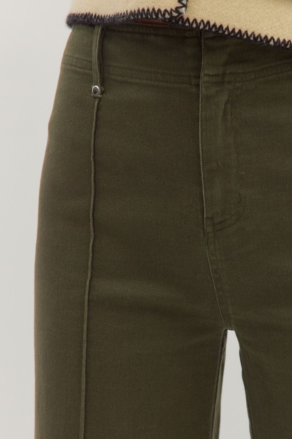 Pintucked Wide Leg Denim