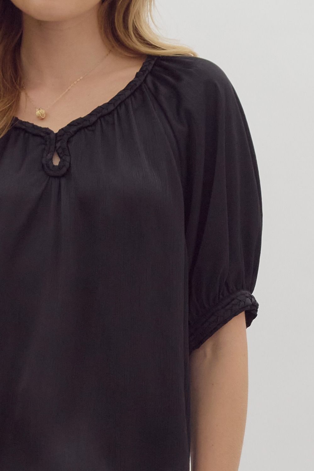 Satin Braided Trim Blouse