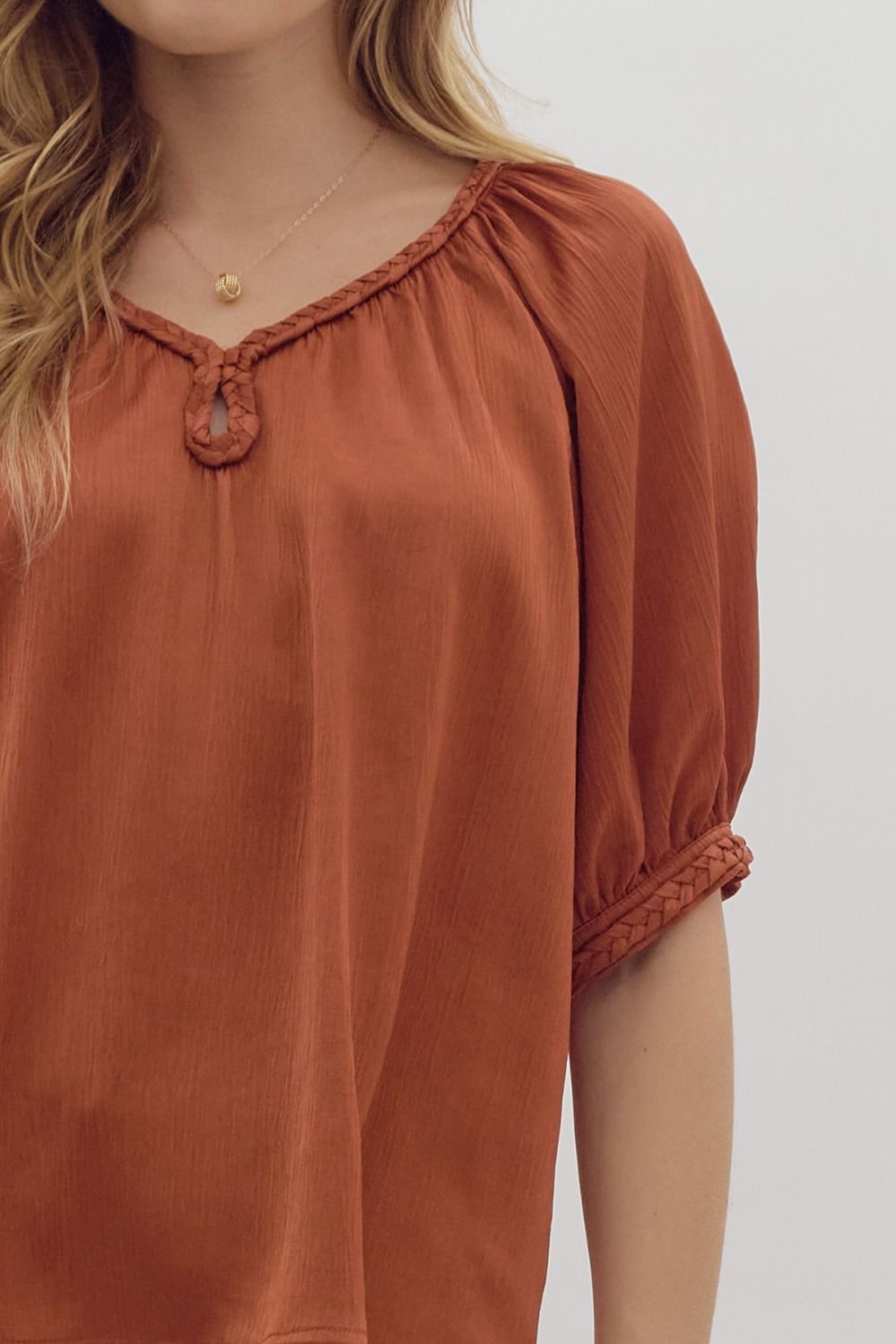 Satin Braided Trim Blouse