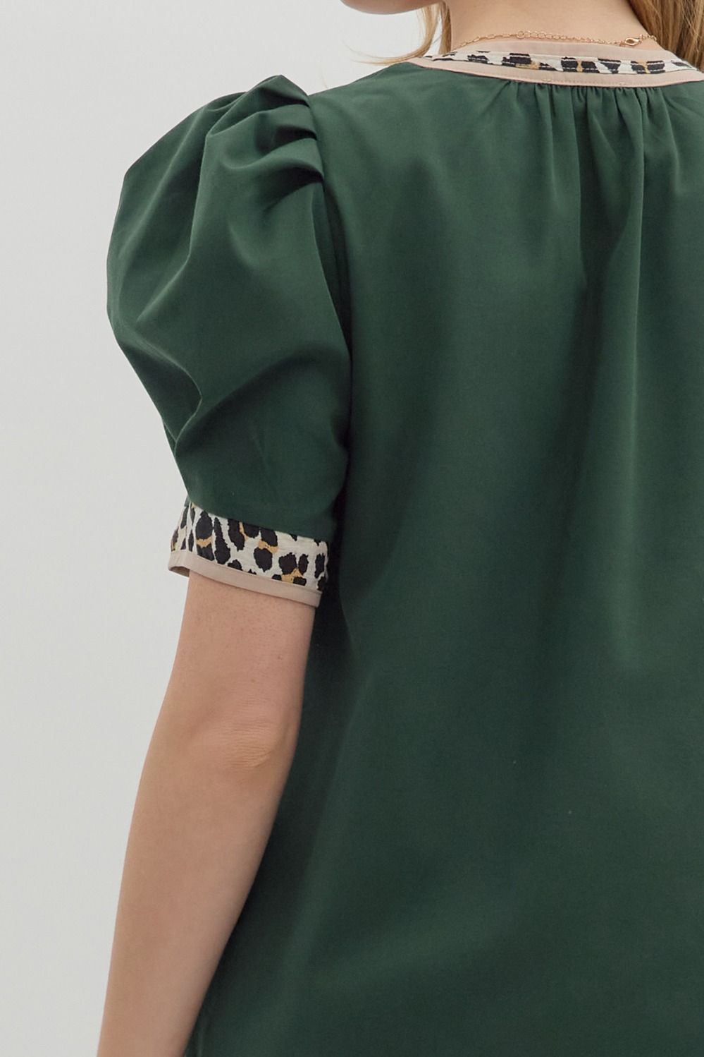 Pleated Leopard Accent Top