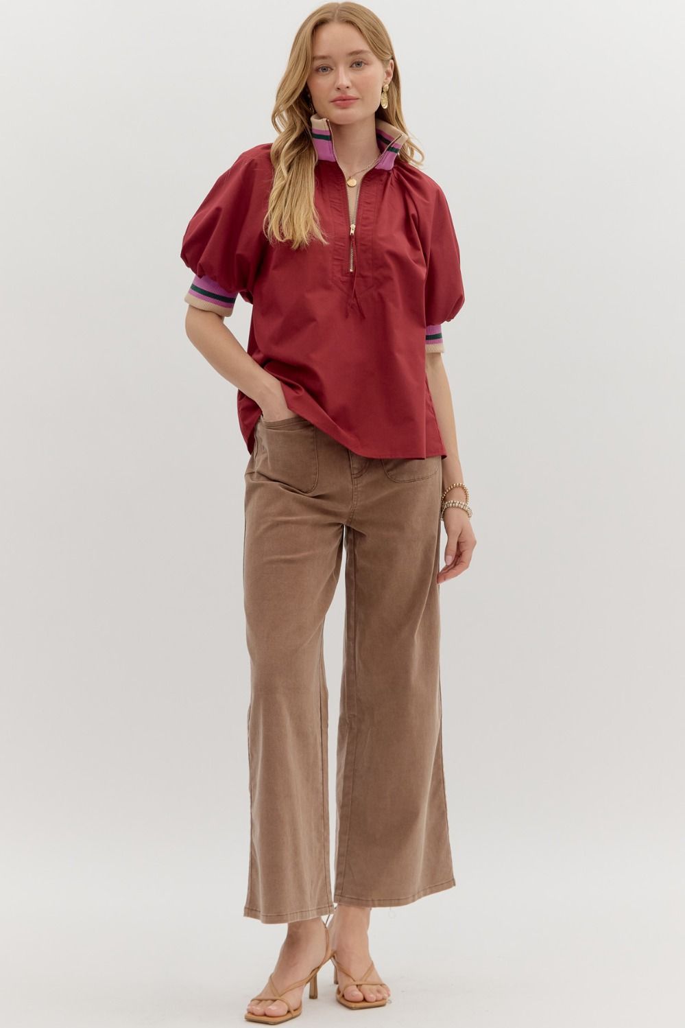 Garnet Zip-front Top
