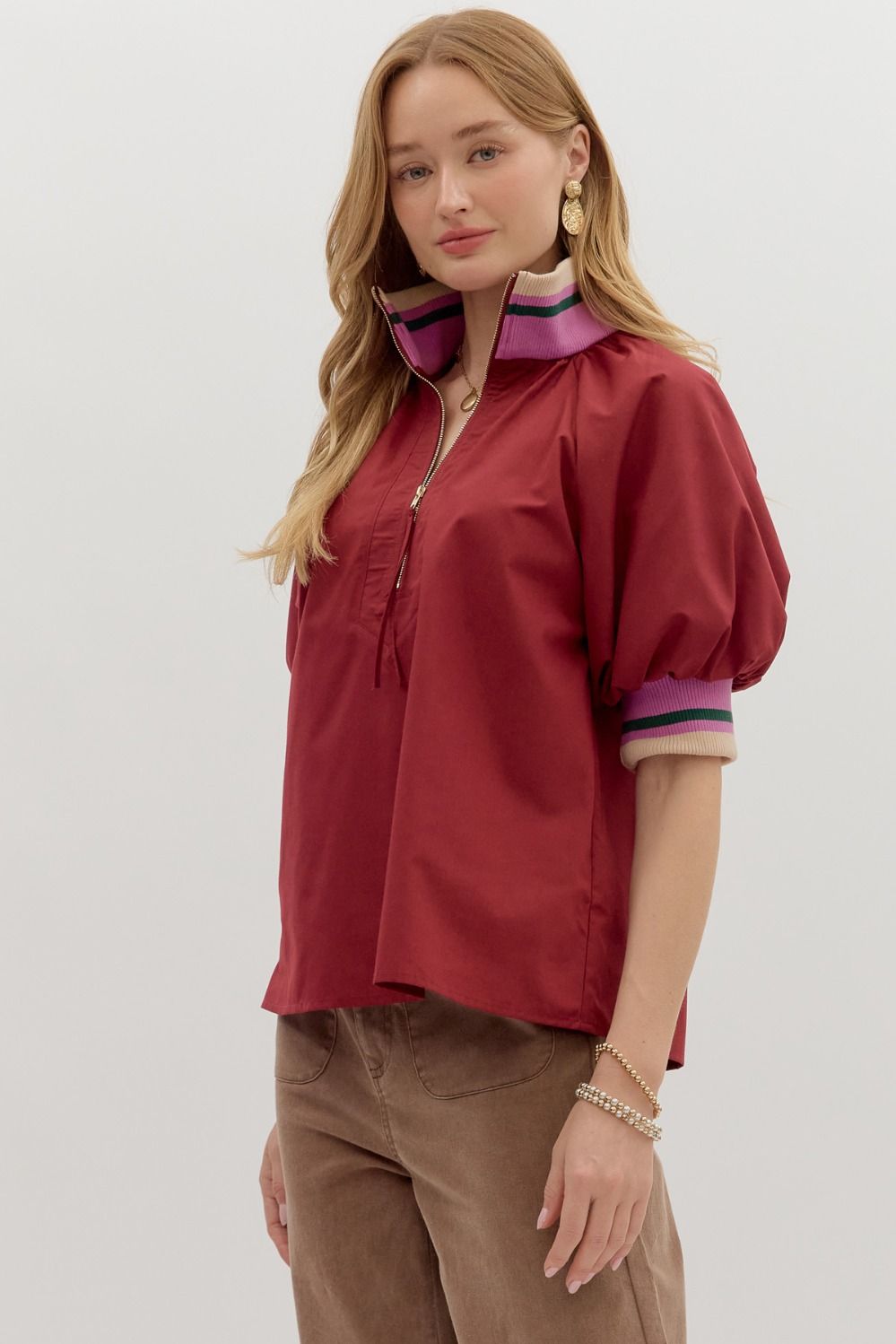 Garnet Zip-front Top