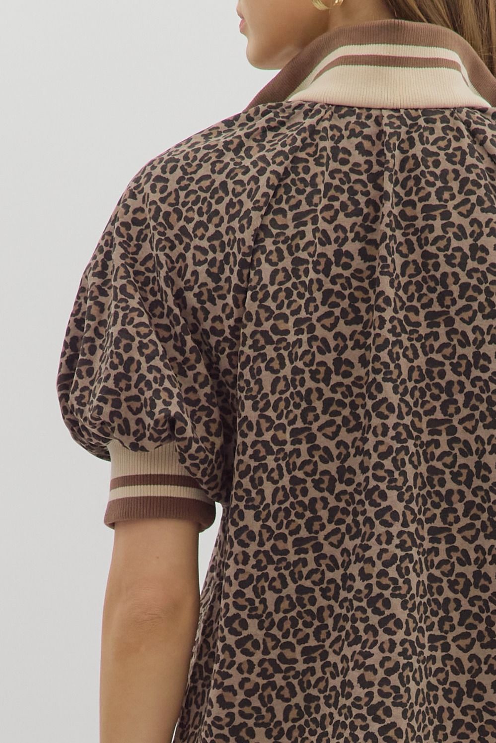 Lydia Leopard half-zip Top