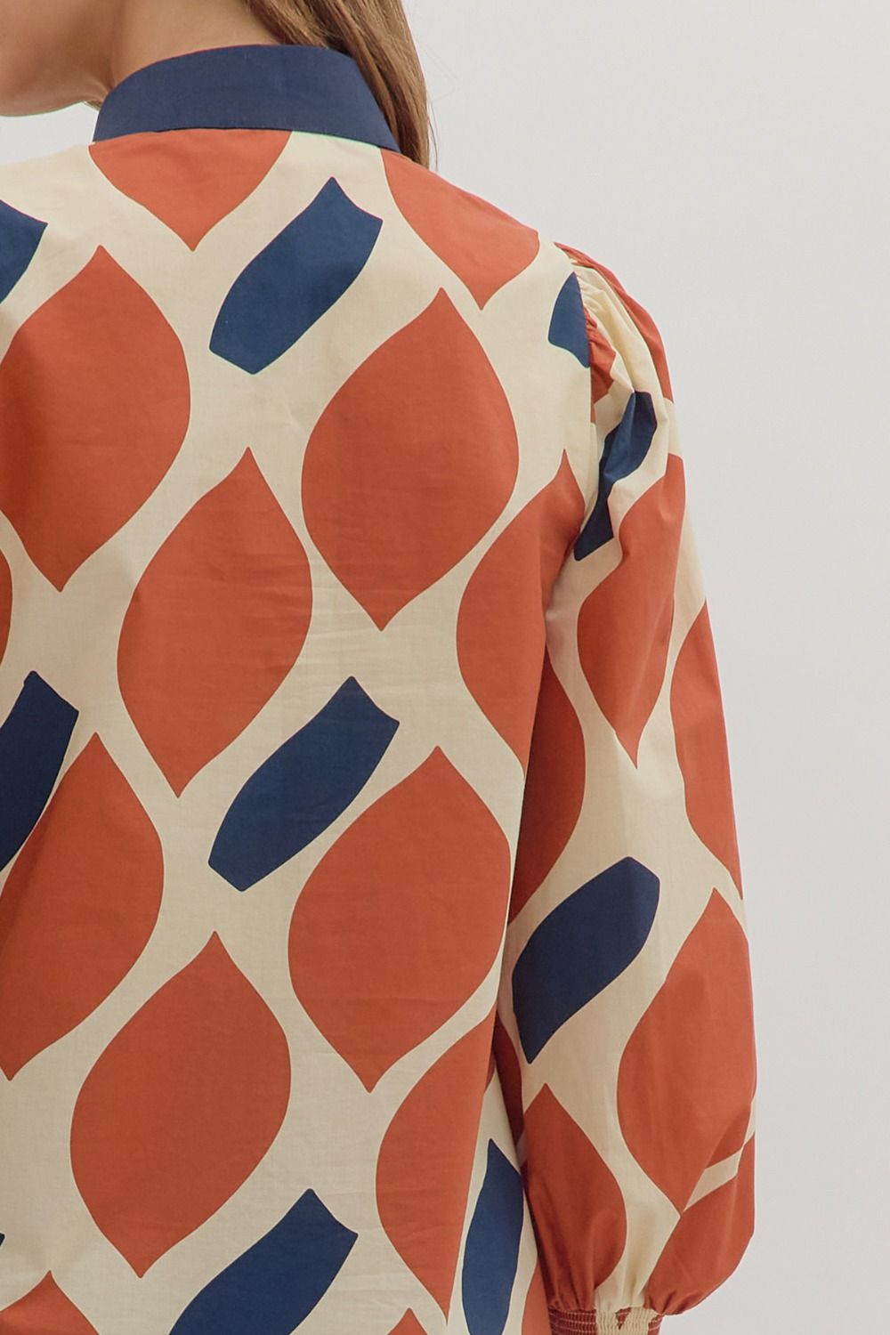 Geometric Contrasting Neck Top