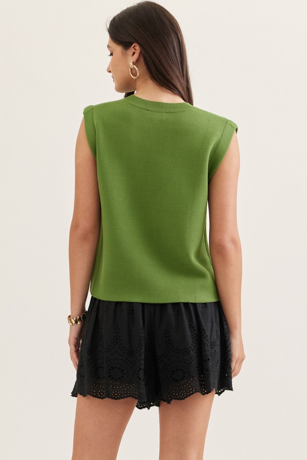 Cap Sleeve Knit Tank Top Matcha