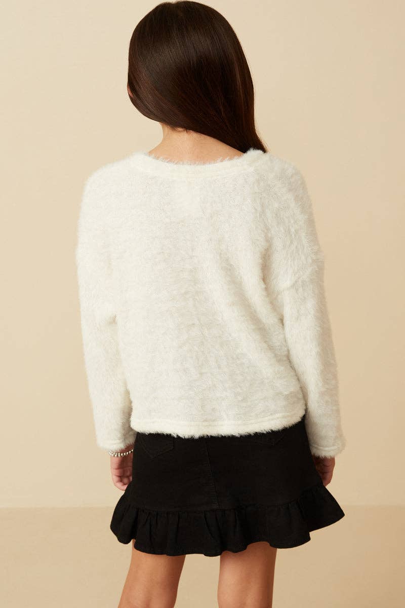 Girls Mohair V Neck Sweater Top