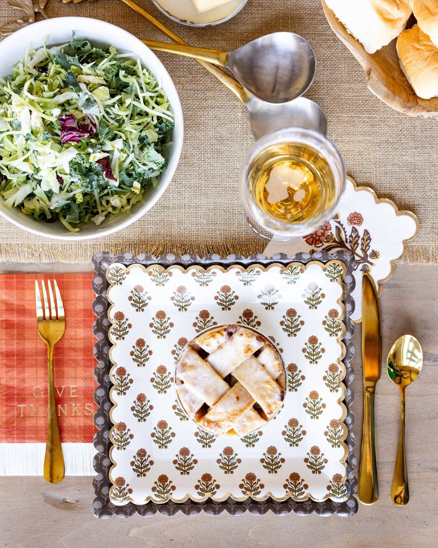 Give Thanks Plaid Dinner Napkin