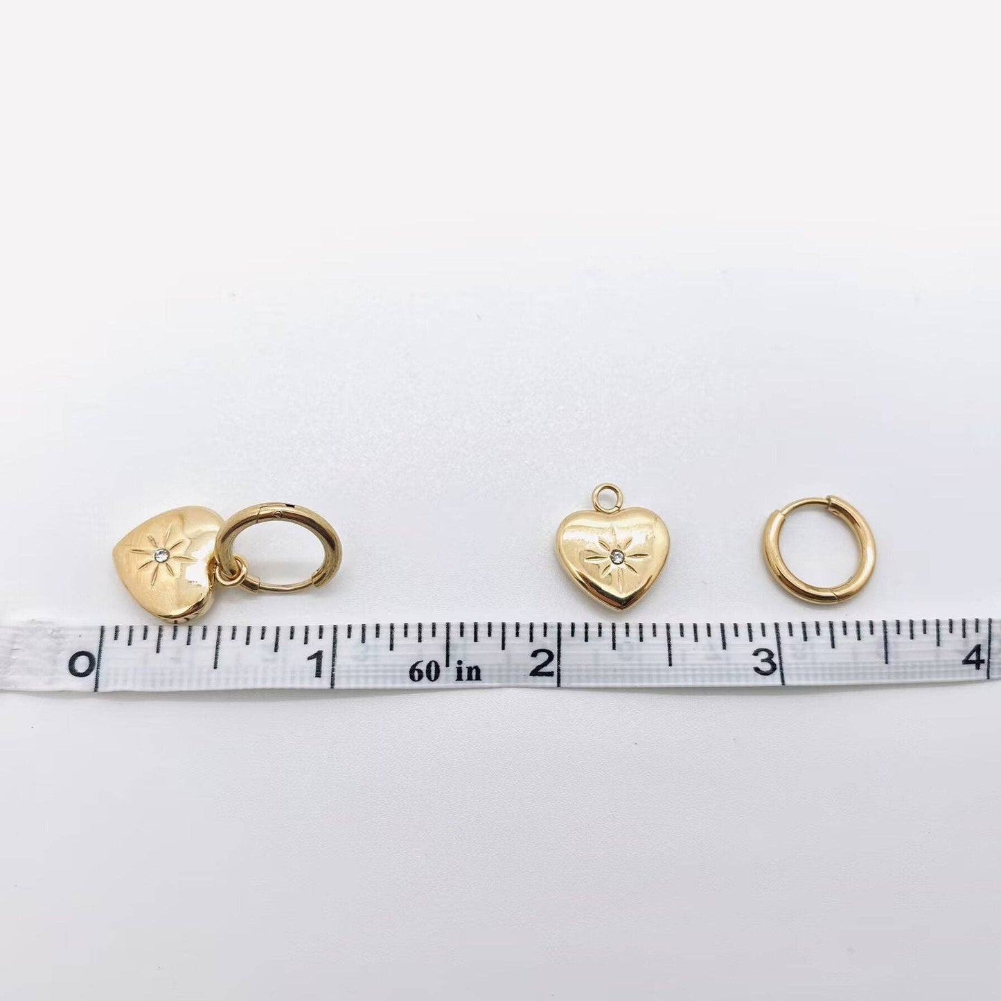18K Gold Plated Heart Huggie Earrings