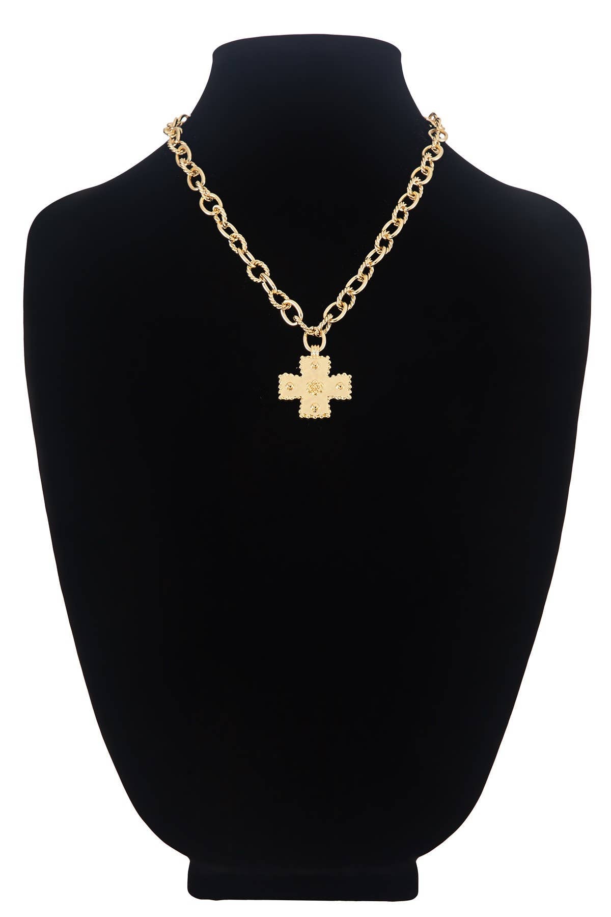 Ornate Cross Cable Chain Necklace