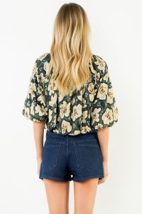 THML Floral Cinched Waist Top