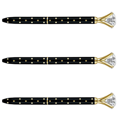 Gem Pen - Black Gold Polka Dots