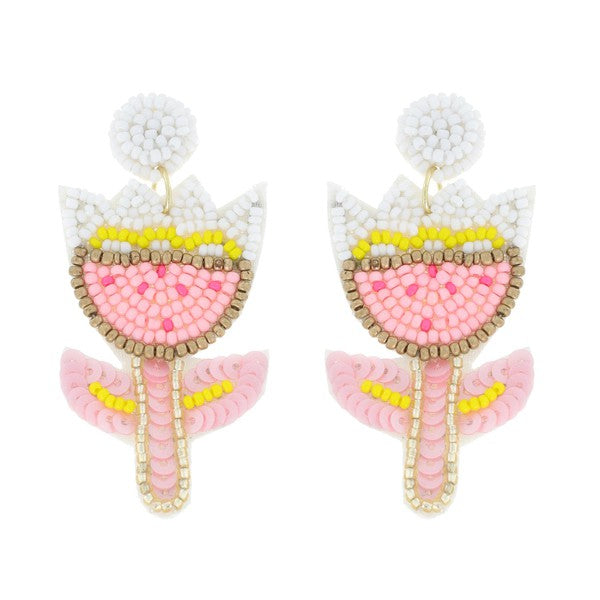 Tulip Seed Bead Earrings