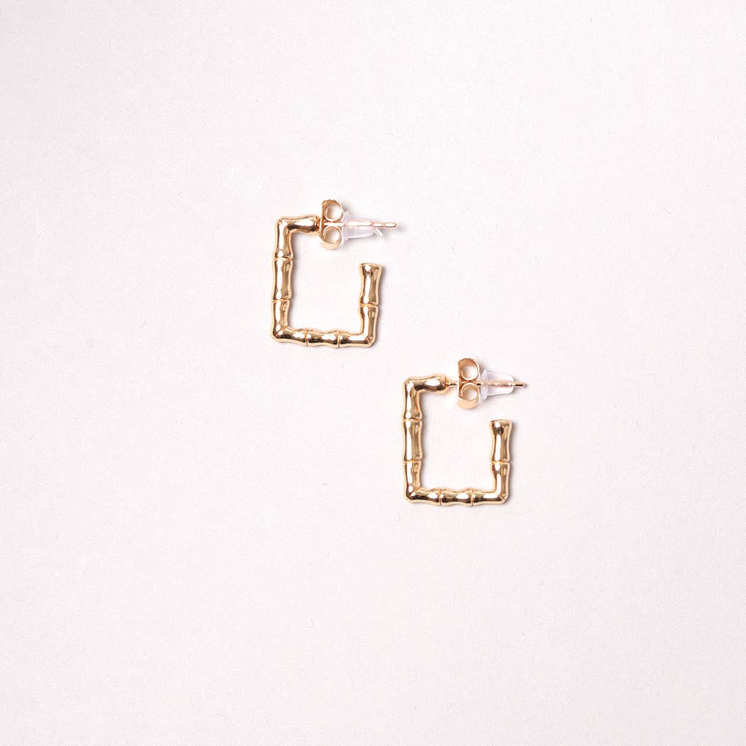14K Gold-Dipped Square Post Earring