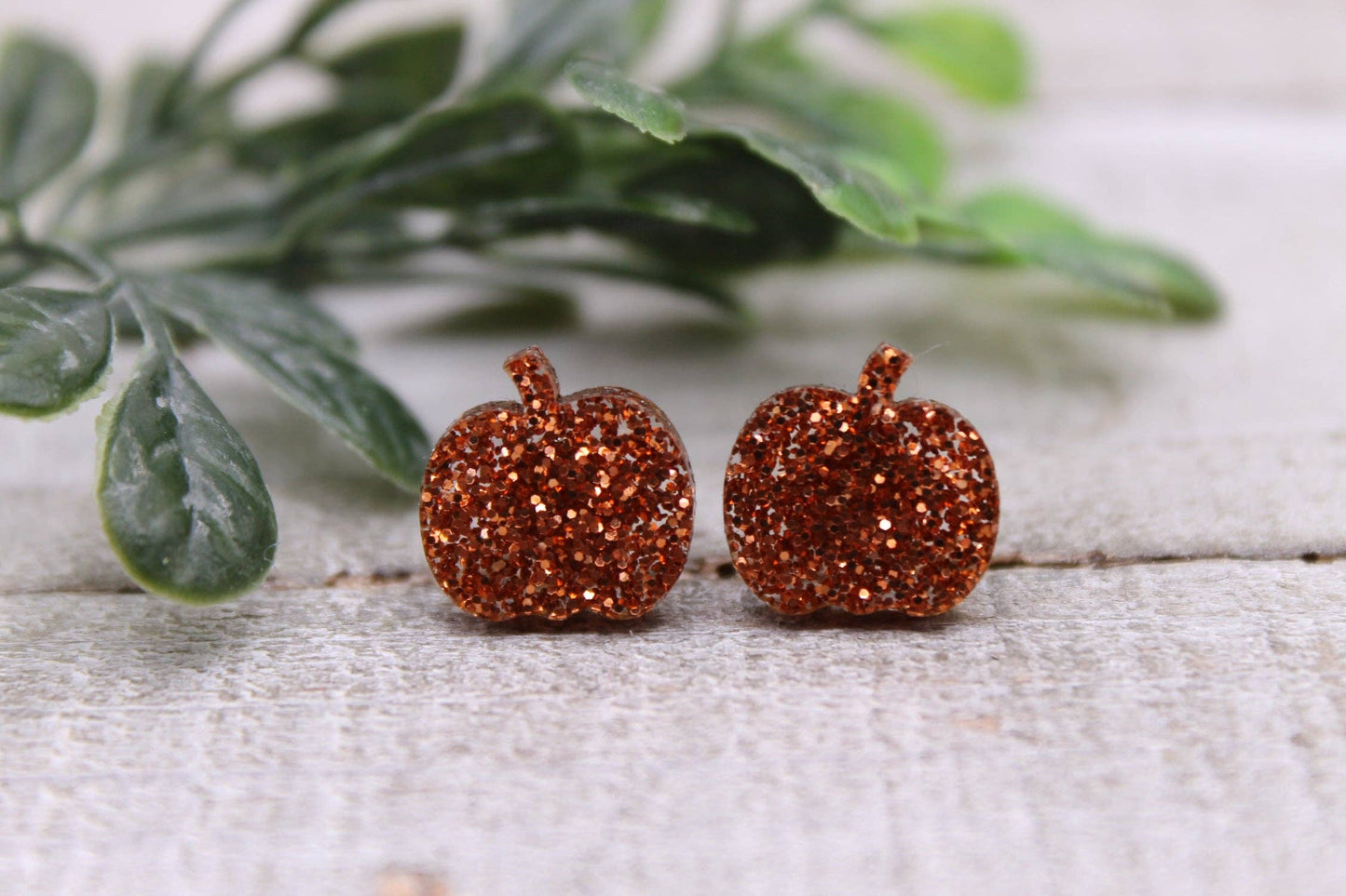 Glitter Pumpkin Stud Earrings