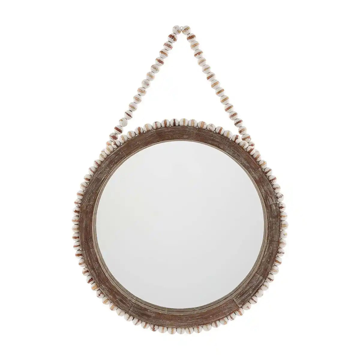 Beaded Circle Hanging Mirror