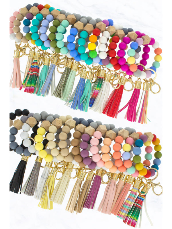 Silicone Beaded Key Ring Keychain