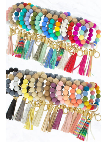 Silicone Beaded Key Ring Keychain
