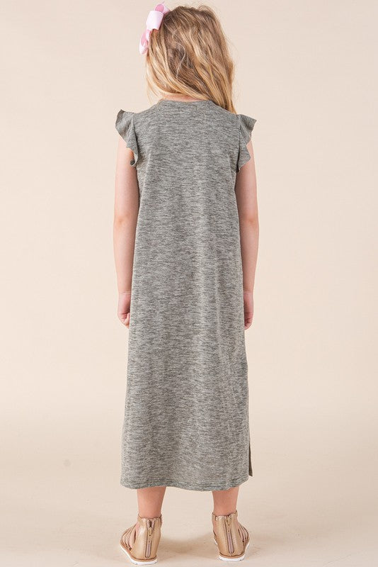 Girls Ruffle Sleeve Maxi Dress