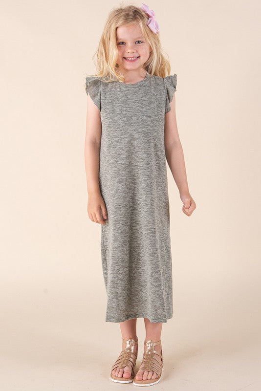 Girls Ruffle Sleeve Maxi Dress