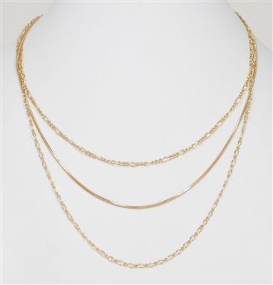 Gold Dainty Chain Triple Layered Necklace