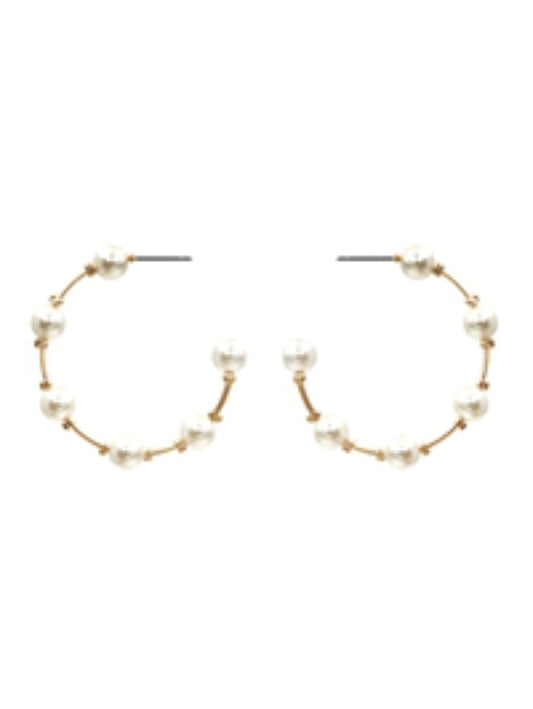 Gold Hoop with Pearl Earrings