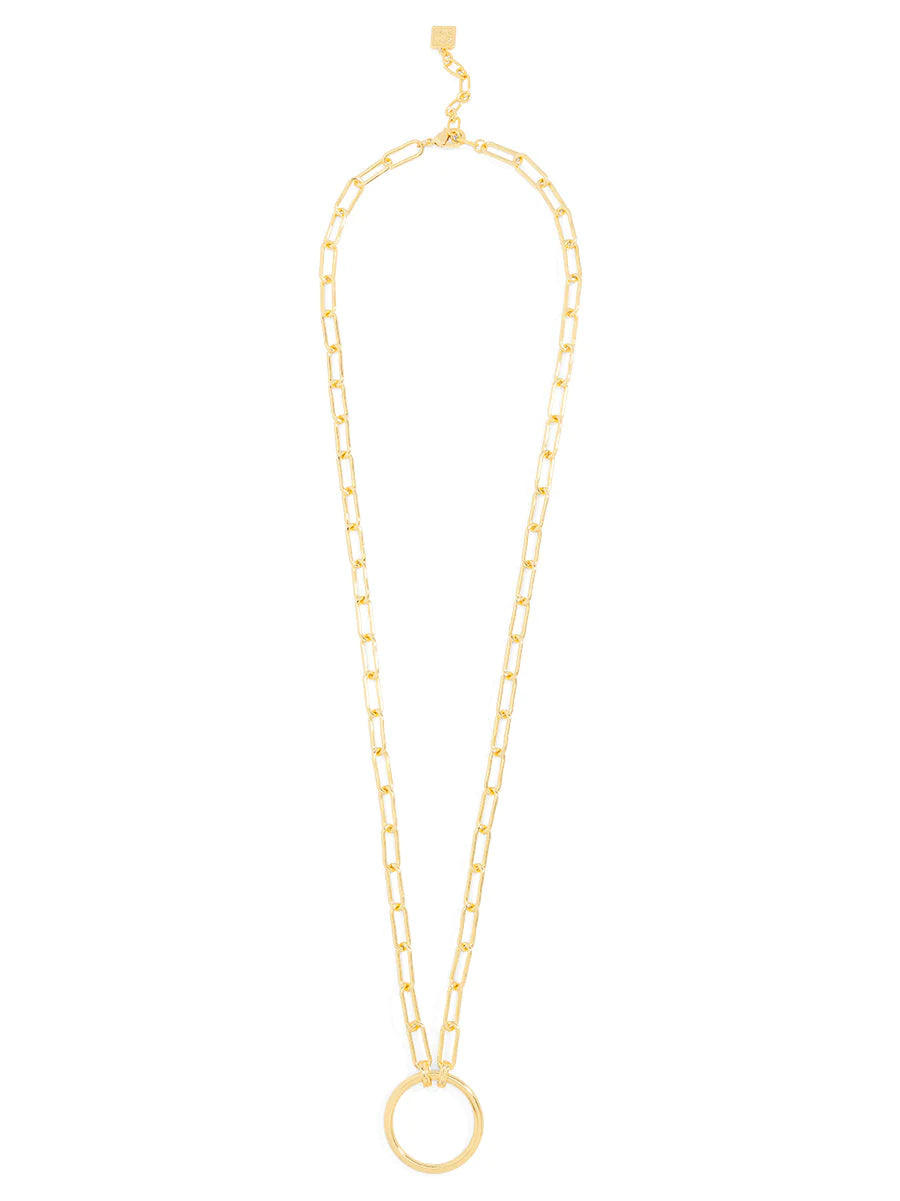 Circle Charm Link Long Necklace