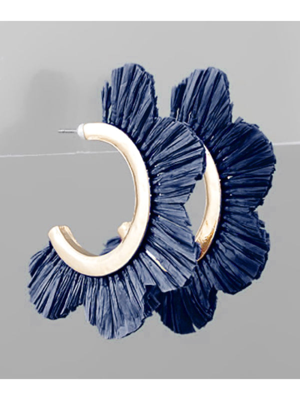 Raffia Flower Cut Hoops
